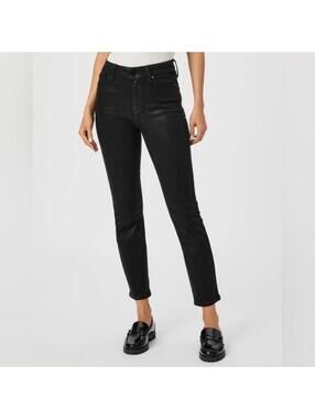 PAIGE Cindy - Black Fog Luxe Coating size 32” waist straight leg black jeans